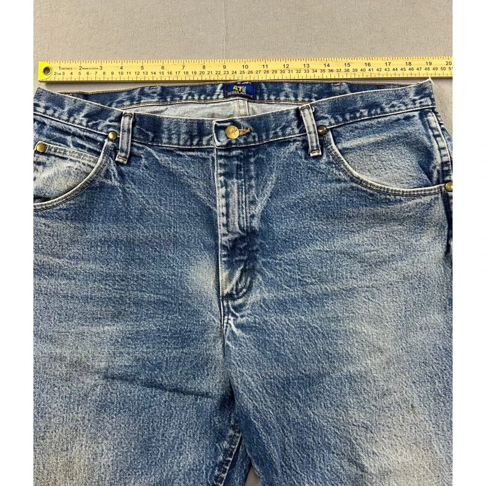 Wrangler 47MWZ Jeans Mens Blue Regular Fit Cowboy Cut Straight Leg 38x30